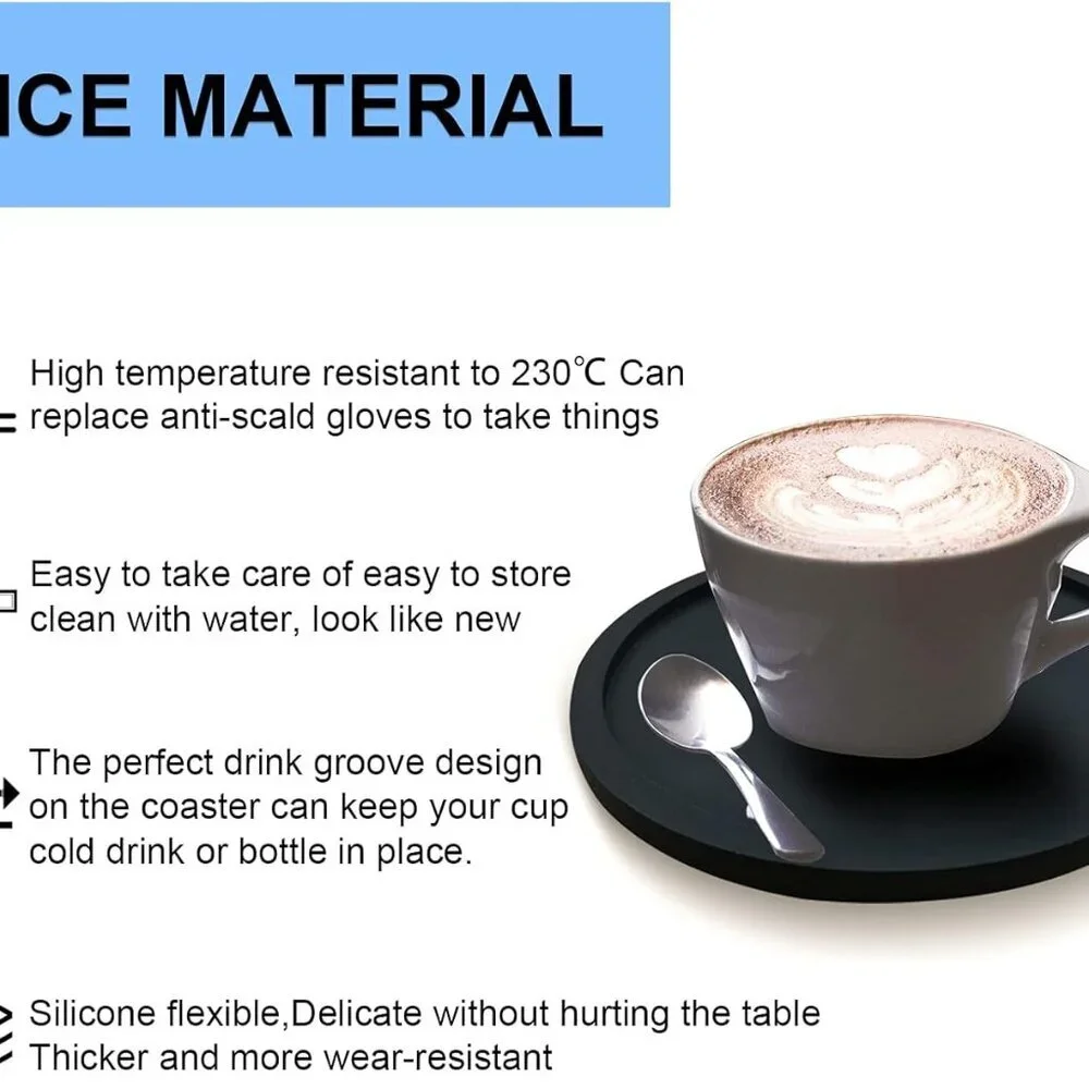Anti-Slip Reusable Drink Coasters Set - Non Slip Silicone Coasters Protect Desk